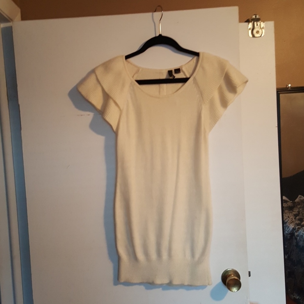 Very soft cotton short sleeved off-white dress